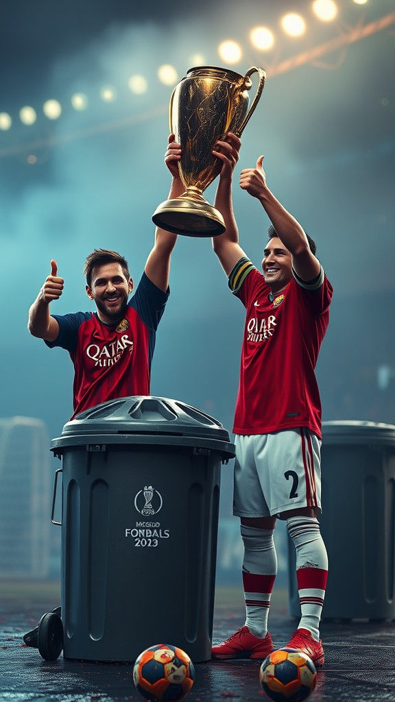 Messi and Ronaldo Triumphant: Fantasy Concept Art