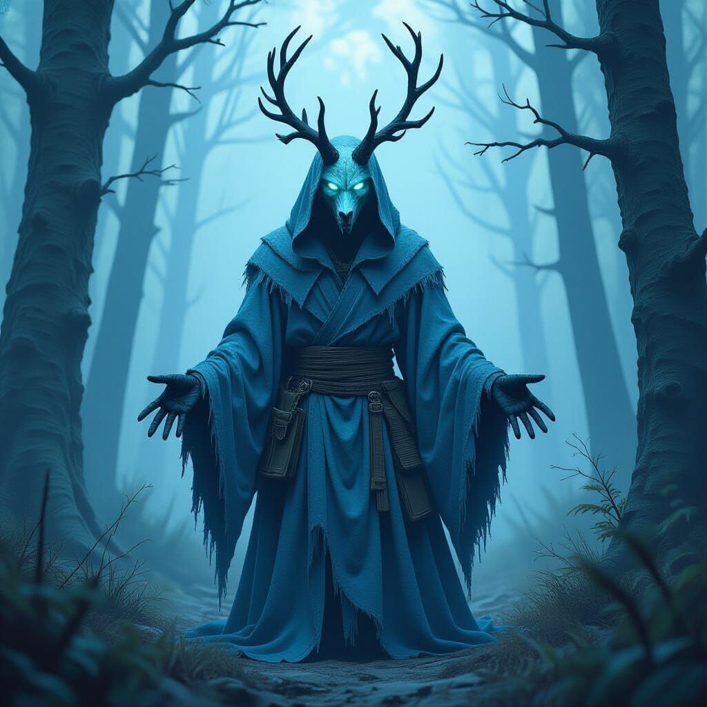 Eerie Wendigo in Mystical Forest, Dreamlike Art