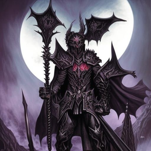 High Gothic Death Knight in Black Armor