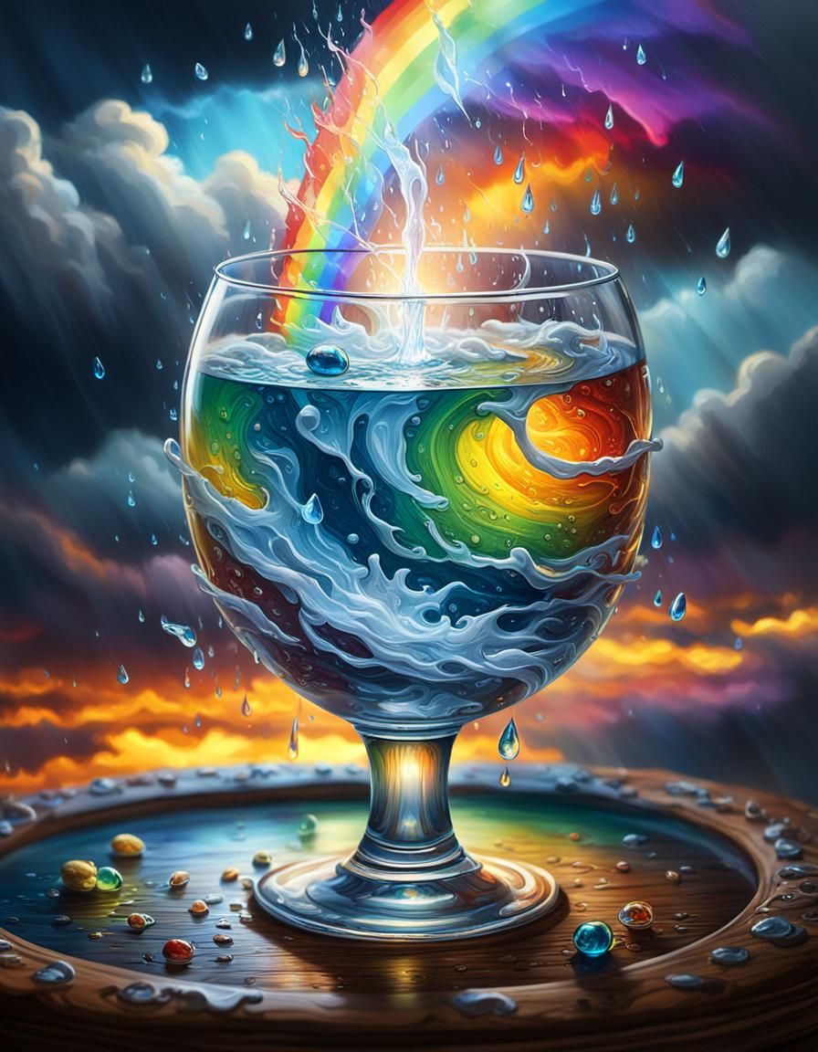 Storm Rages in Glass of Water: Epic Fantasy Art
