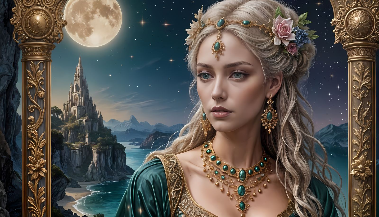 Ethereal Woman Portrait in Gustave Moreau Style