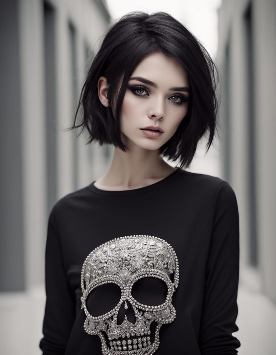 Gothic Woman in Elegant Black Attire