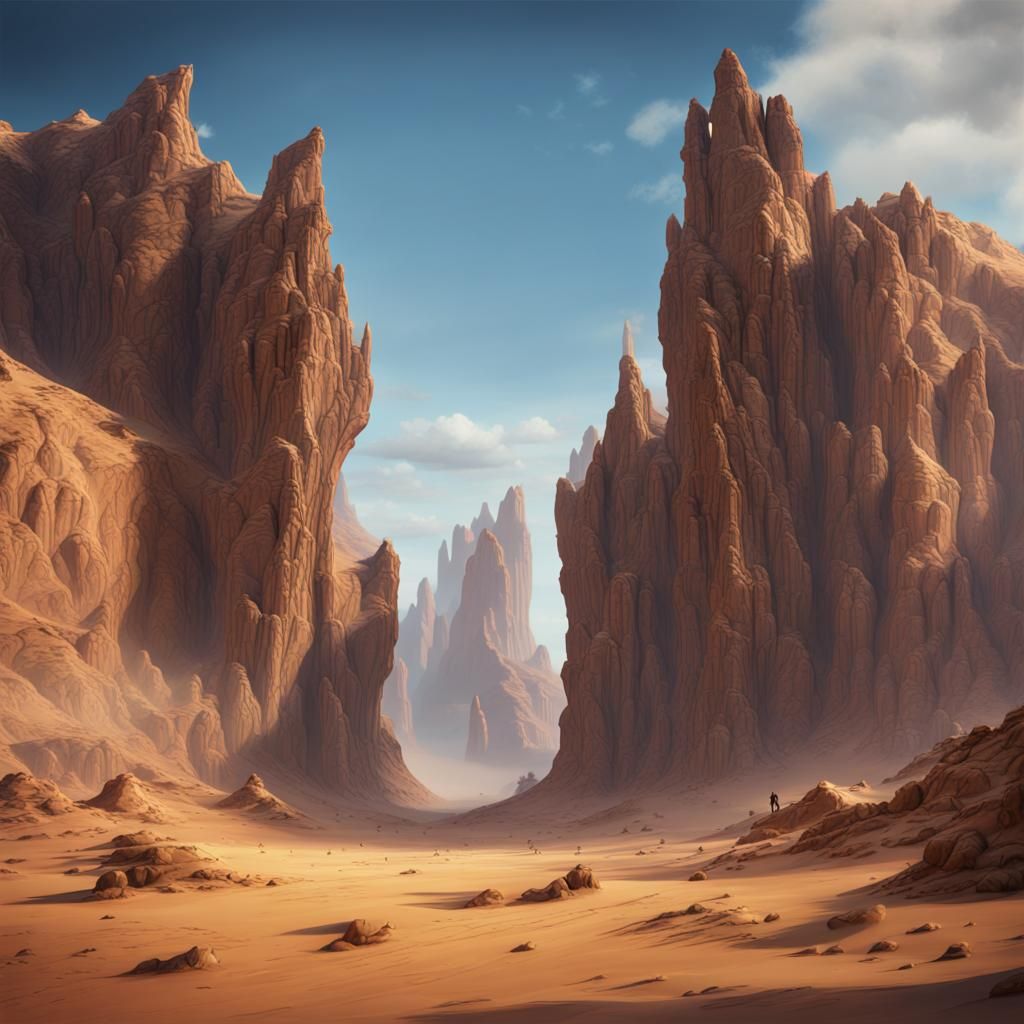 Desert Cliffs in Detailed Matte Painting Style