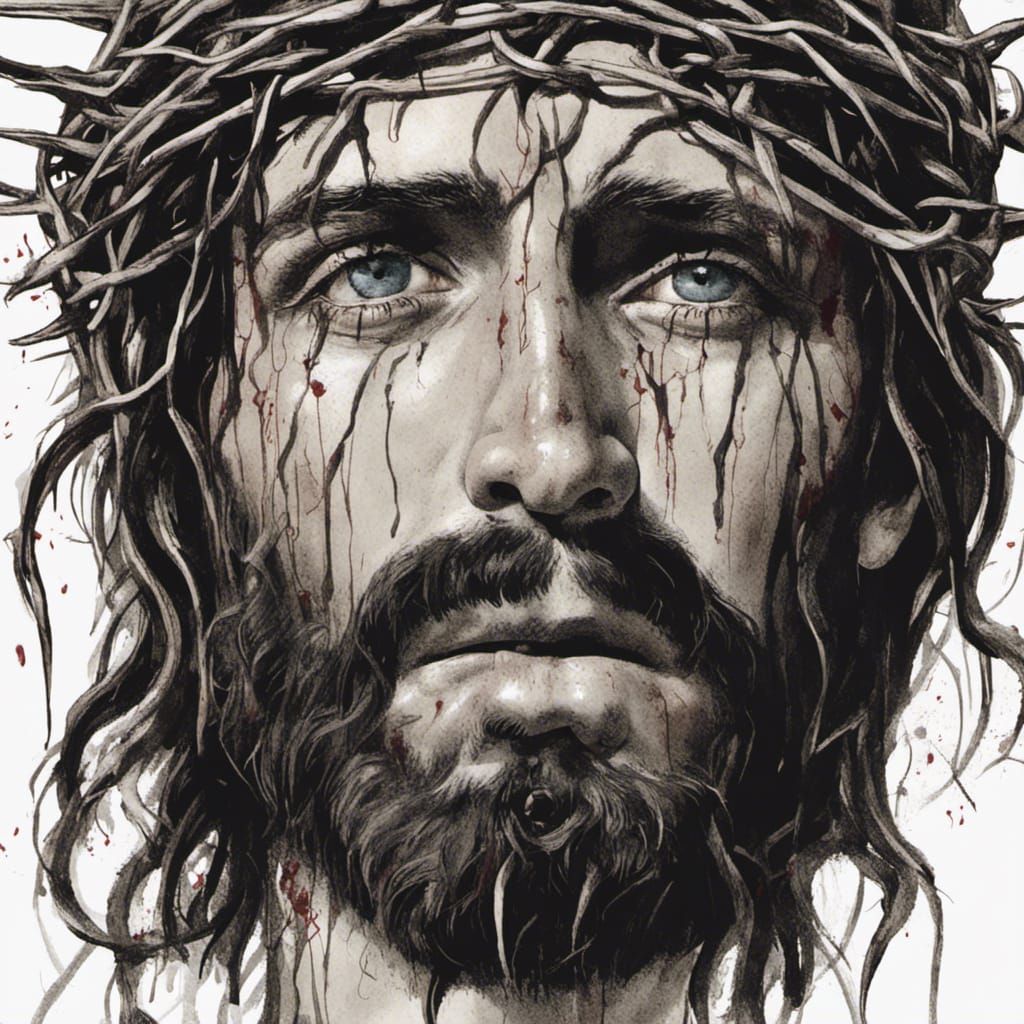 Jesus Christ: Close-up with Crown of Thorns