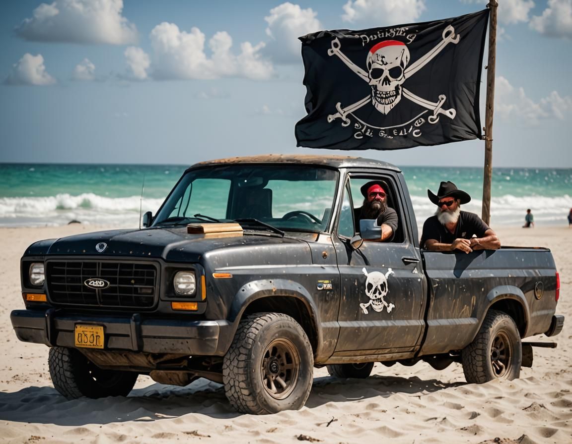 Beach Bum Relaxation Under Pirate Flag