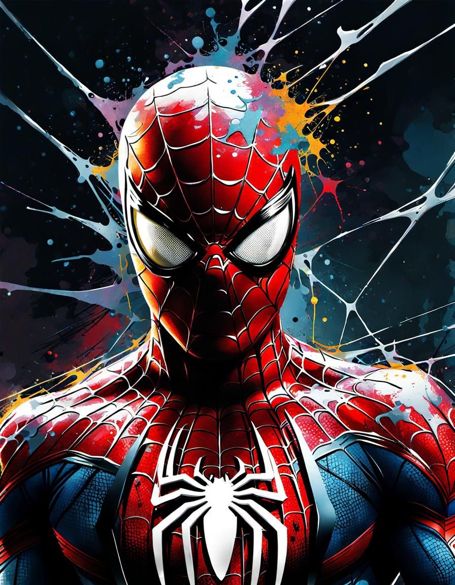 Spiderman in Mixed Media Photoillustration