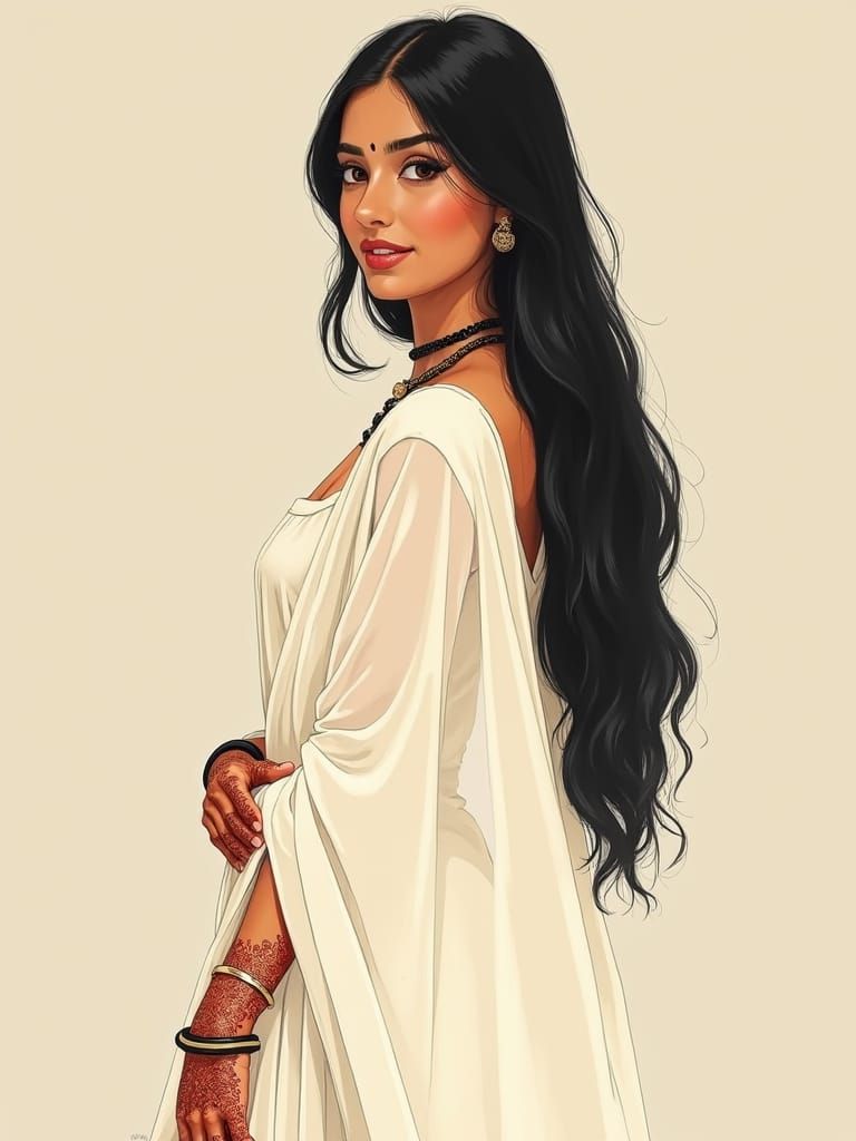 Serene Rajasthani Princess in White Lahenga