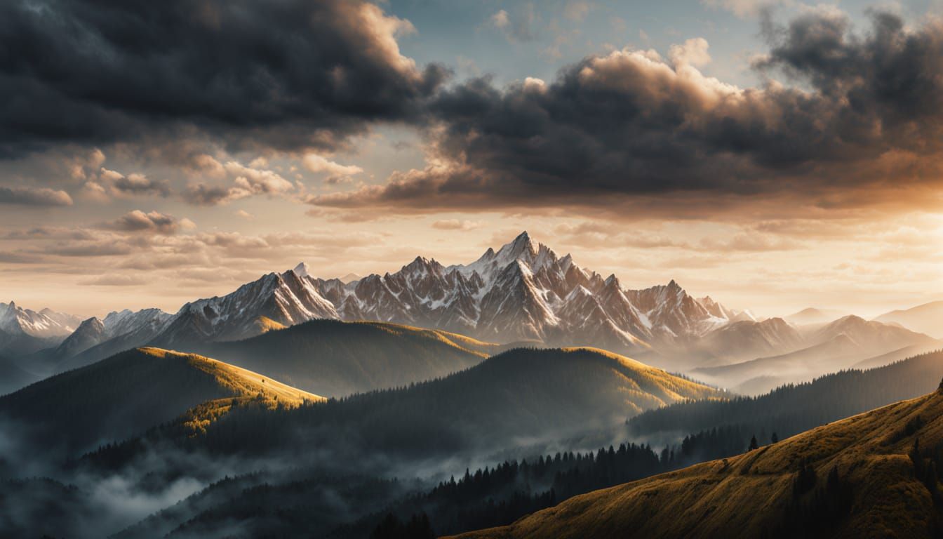 Dramatic Carpathian Mountain Landscape at Dawn