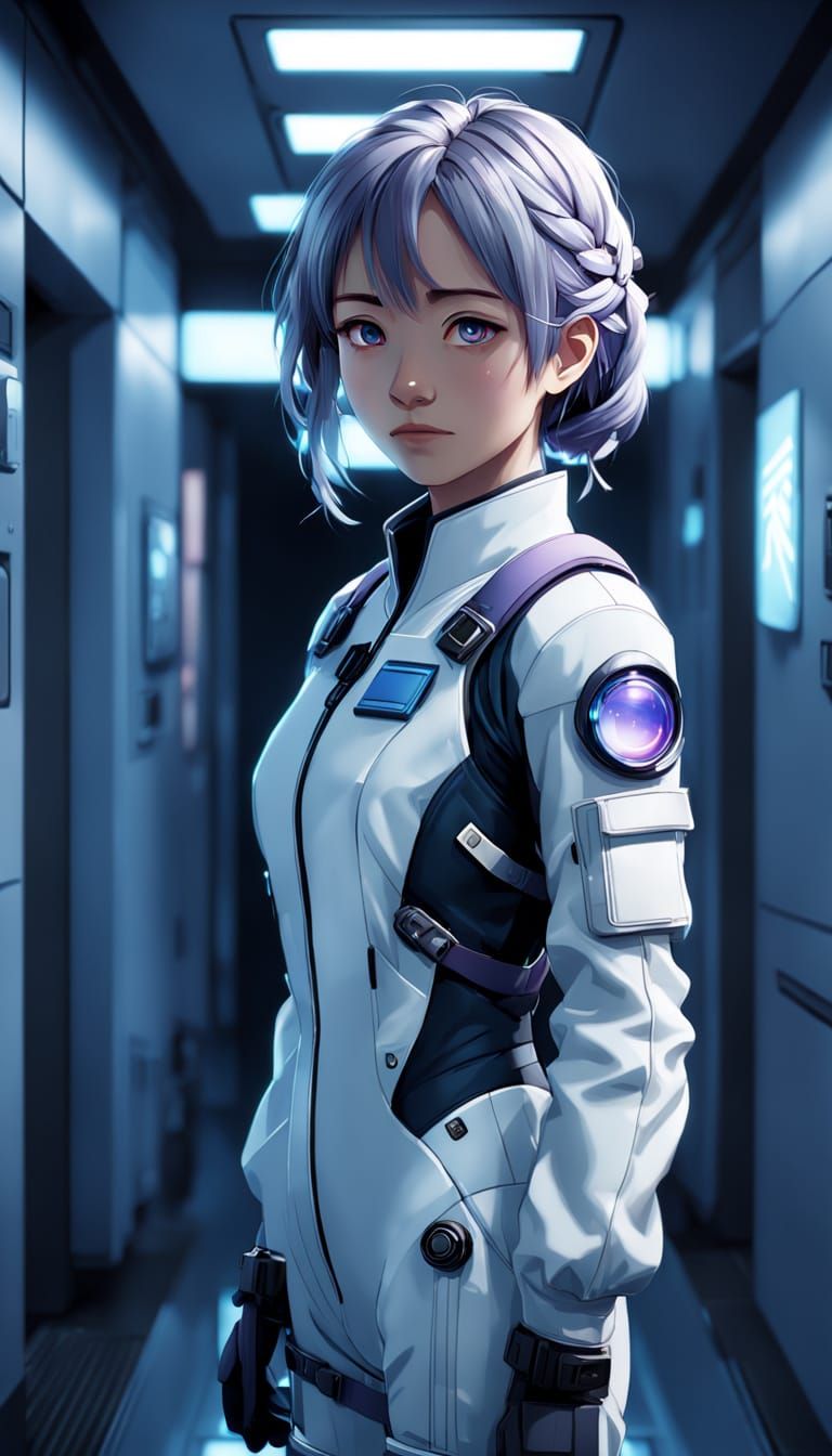 Semi-Realistic Anime Goddess Explores Mysterious Corridor