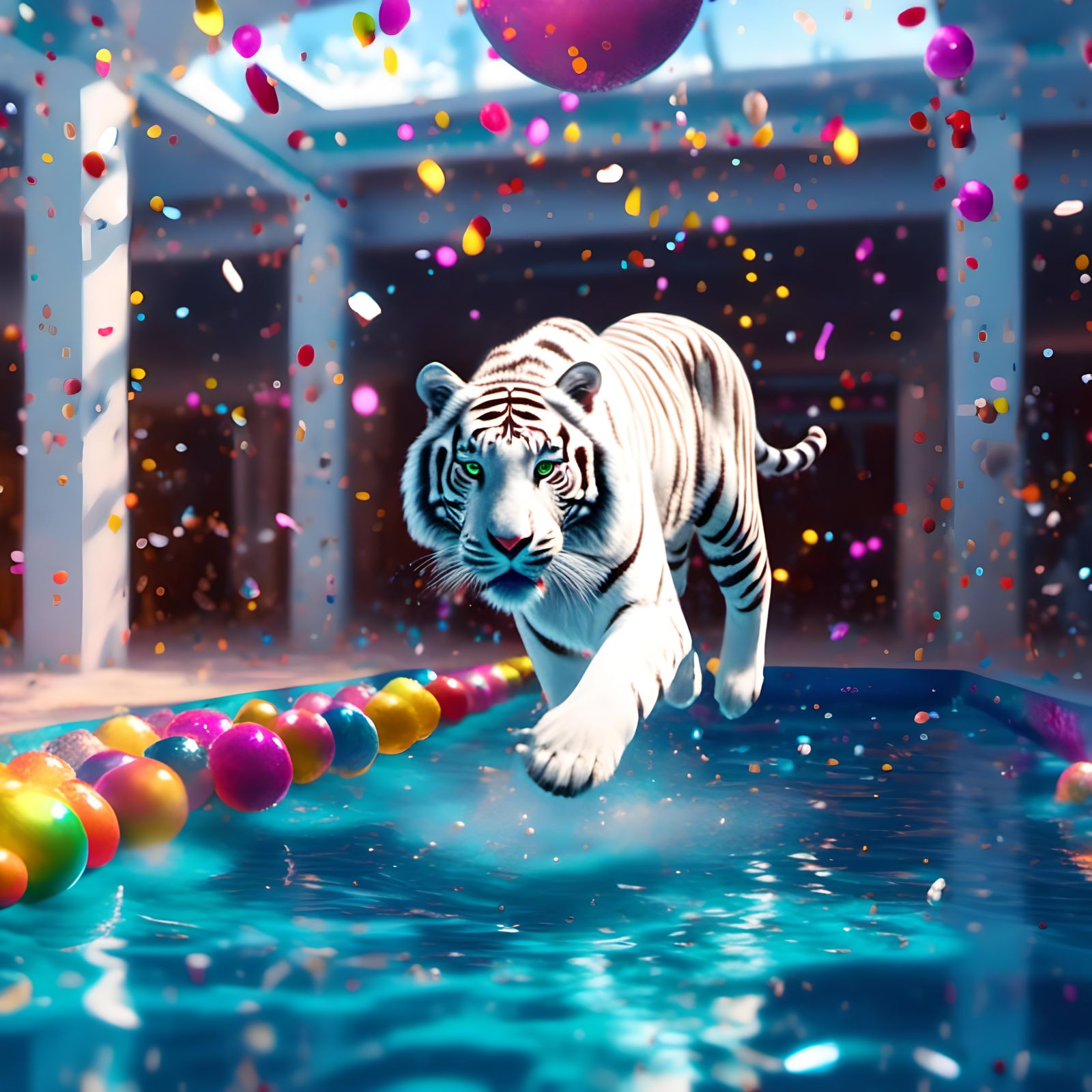 White Tiger at a 90s Party in 8K