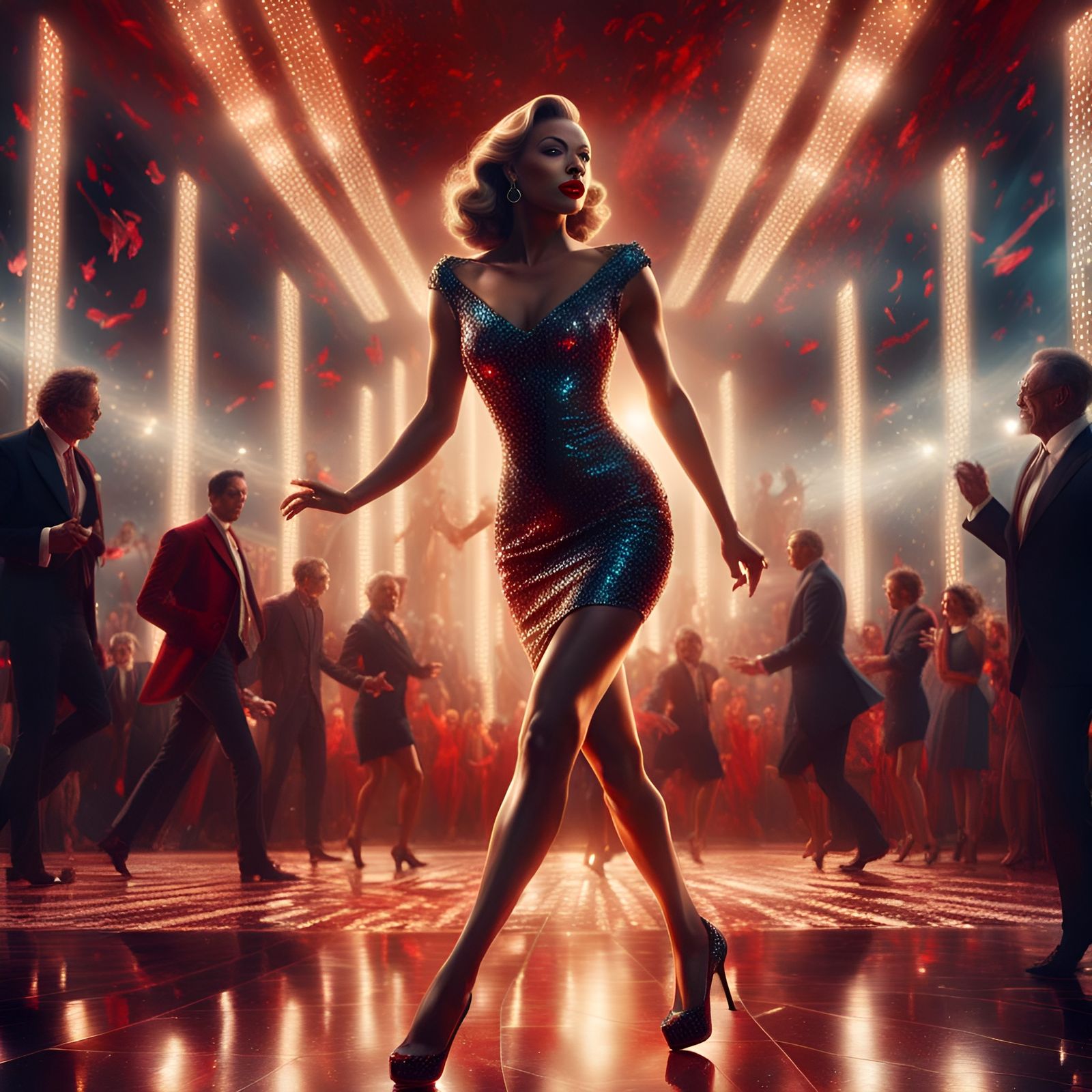 Hollywood Star Dancing in Disco, Digital Matte Painting