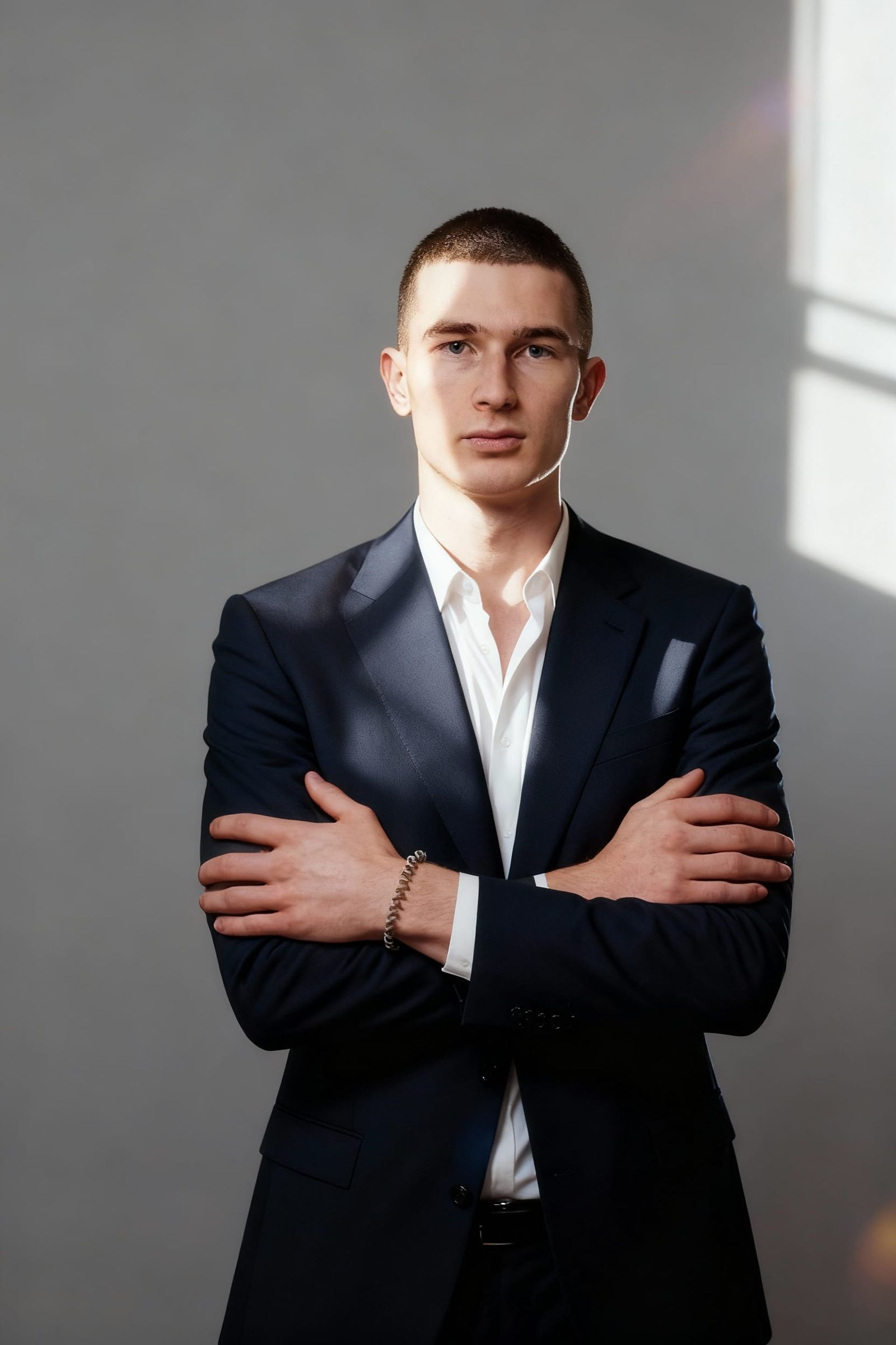 Photorealistic Portrait of a Brutal Man in a Tailored Suit