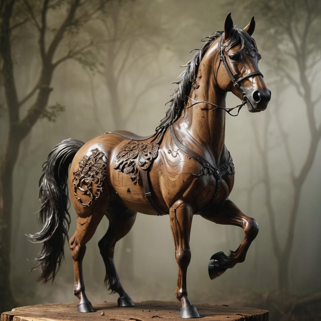 Horse made out of wood