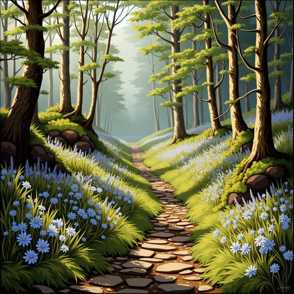 Enchanting Stone Path Through a Lovely Forest