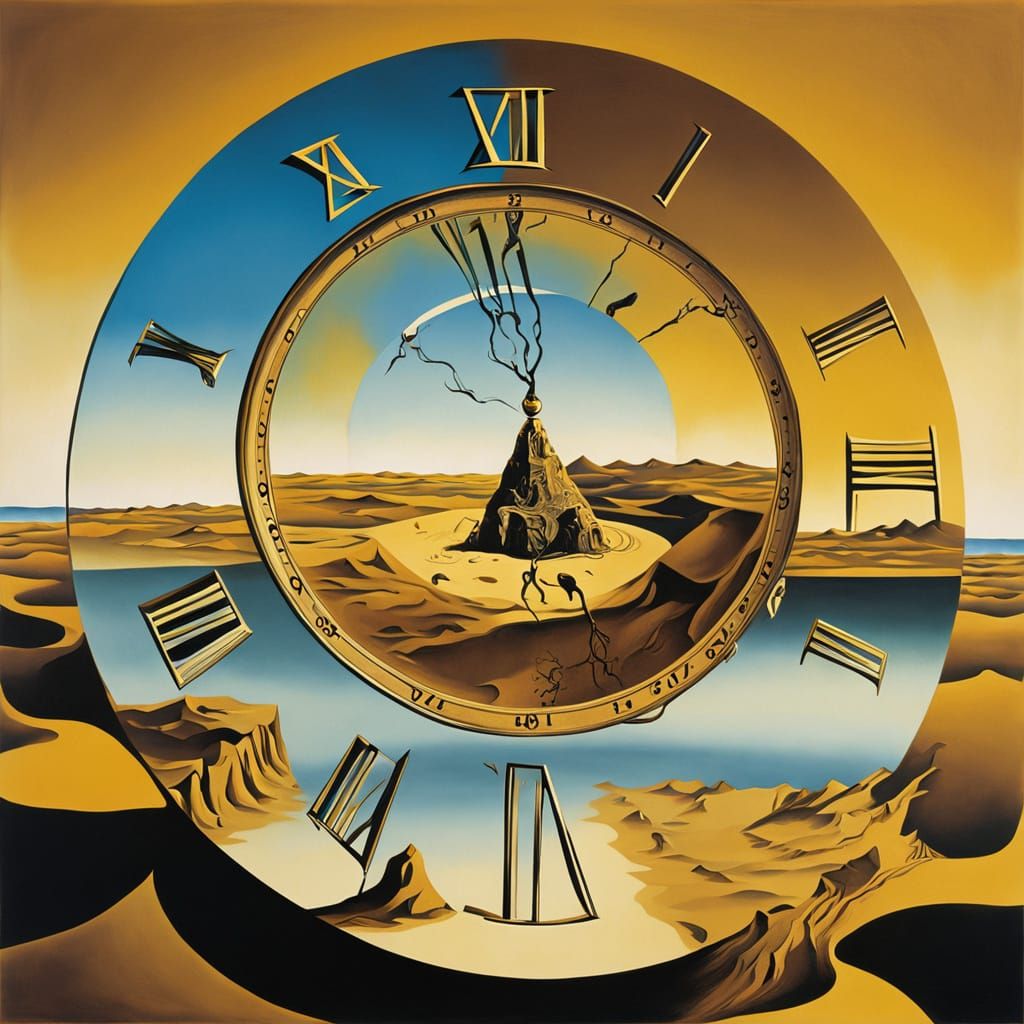 Surreal Kohinoor Crown on Melting Clock, Dali Style