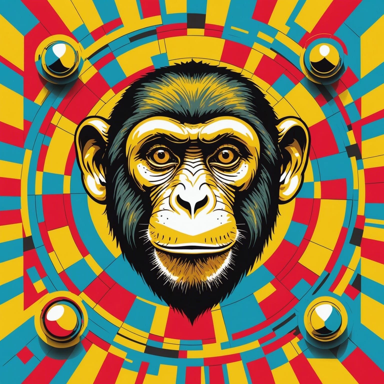 Monkey Nuts Pop Art Screen Print in Bauhaus Style
