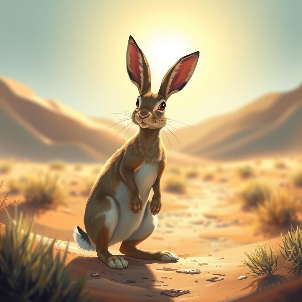 Jack Rabbit in Desert Paradise, Digital Art