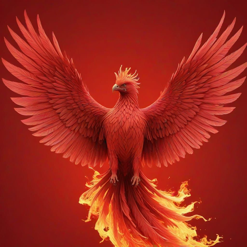 Majestic Red Phoenix Rises