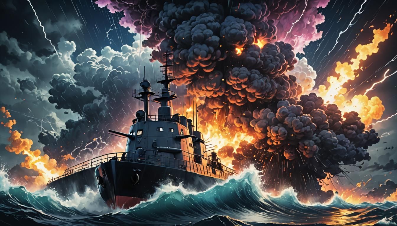 Submarine in Storm: Studio Trigger Anime Style