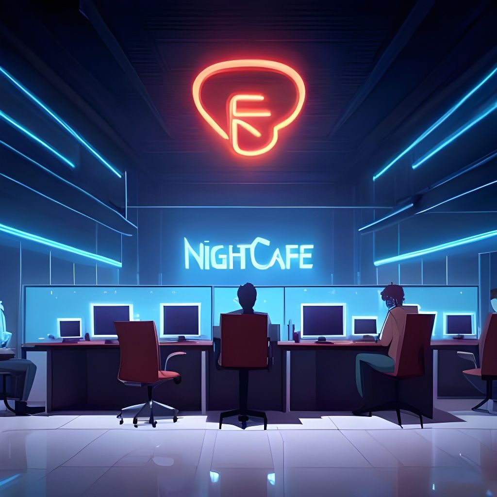 NightCafe Workers in Room at Night, Digital Art
