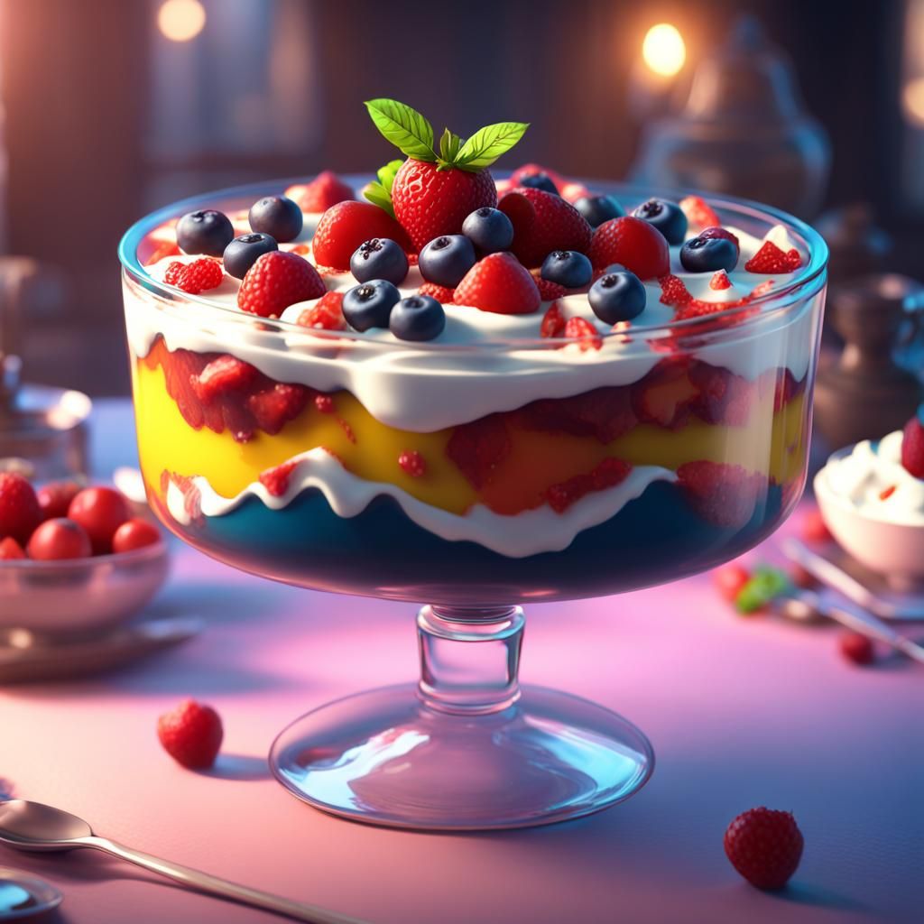 Delicious Trifle Dessert in Detailed Matte Painting