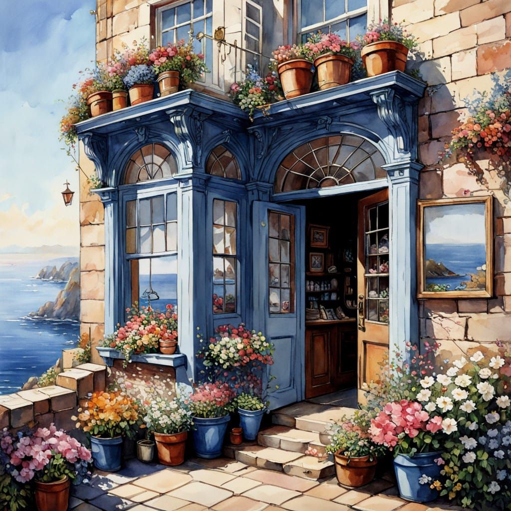 Vintage Fishing Tackle Shop on Seaside Cliff