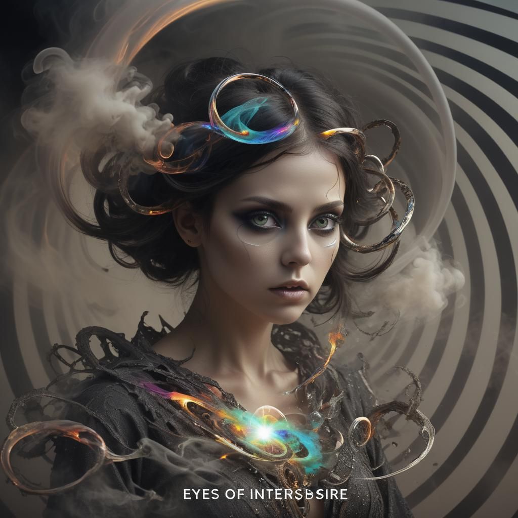 Tenebrist Iridescent Fractal Dreamscape with Optical Illusio...