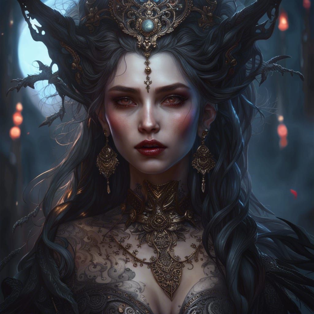 Vampire Goddess Digital Illustration in Photorealistic Style