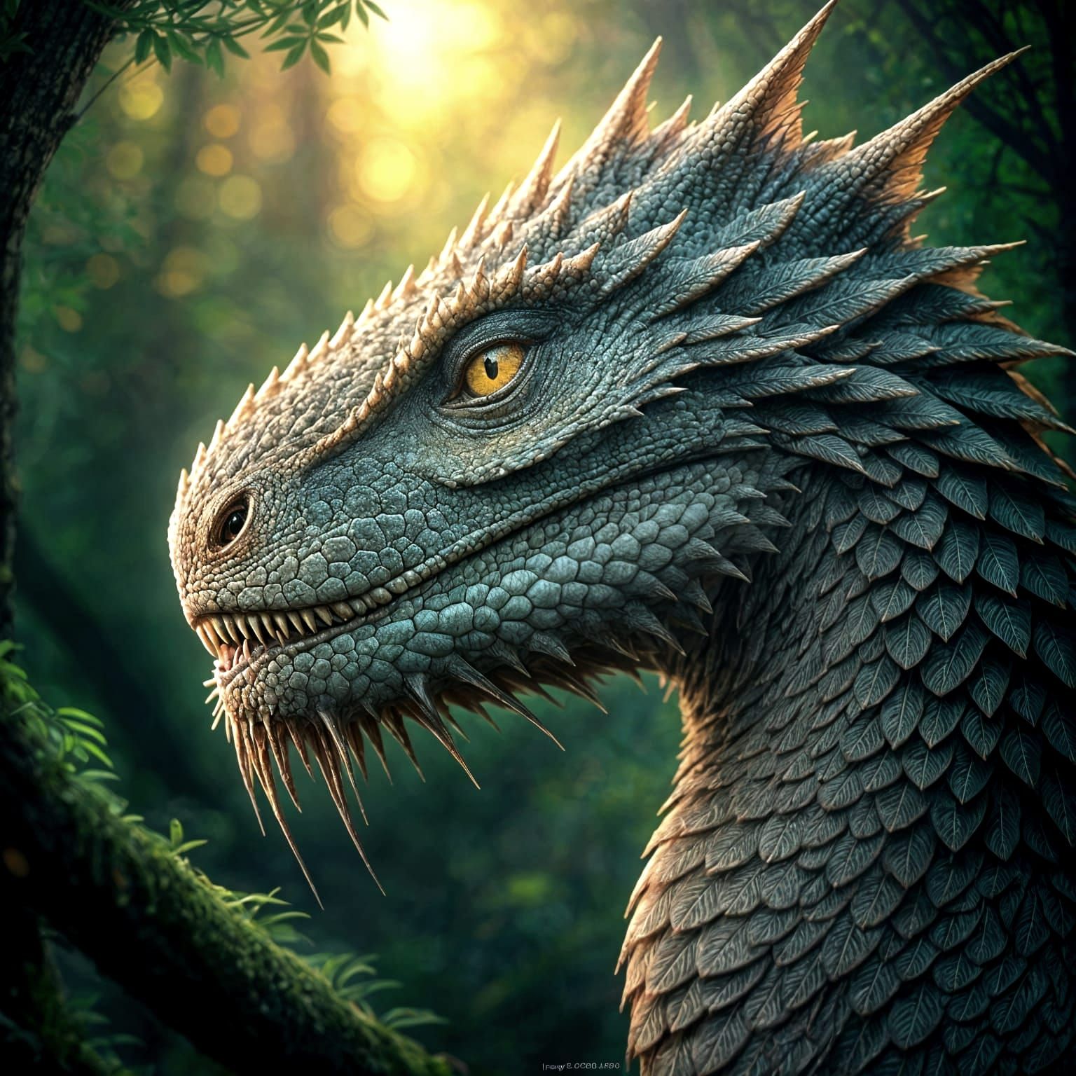 Hyper-Realistic Mythical Creature in Enchanted Forest