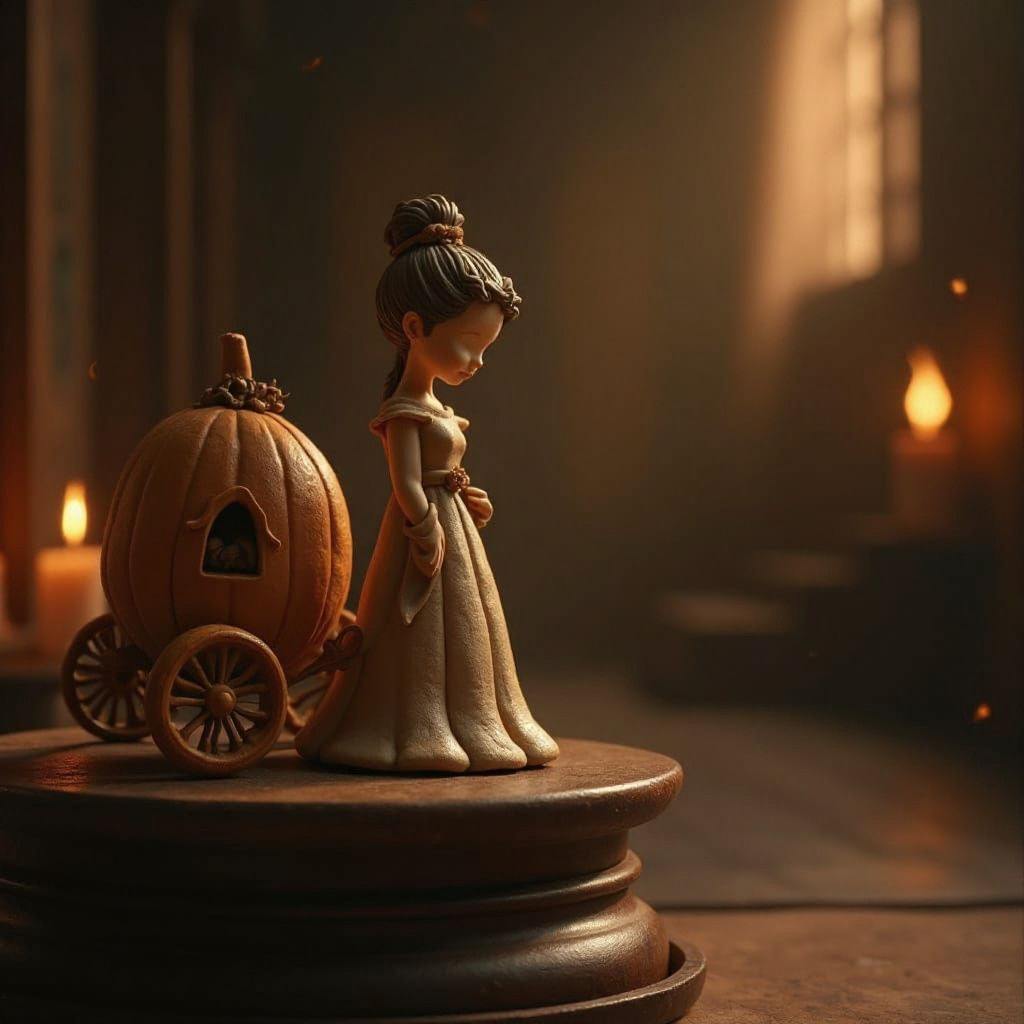 Chiaroscuro Clay Figurine of Cinderella