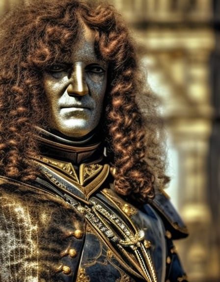Hyperrealistic Cyborg as Louis XIV Portrait