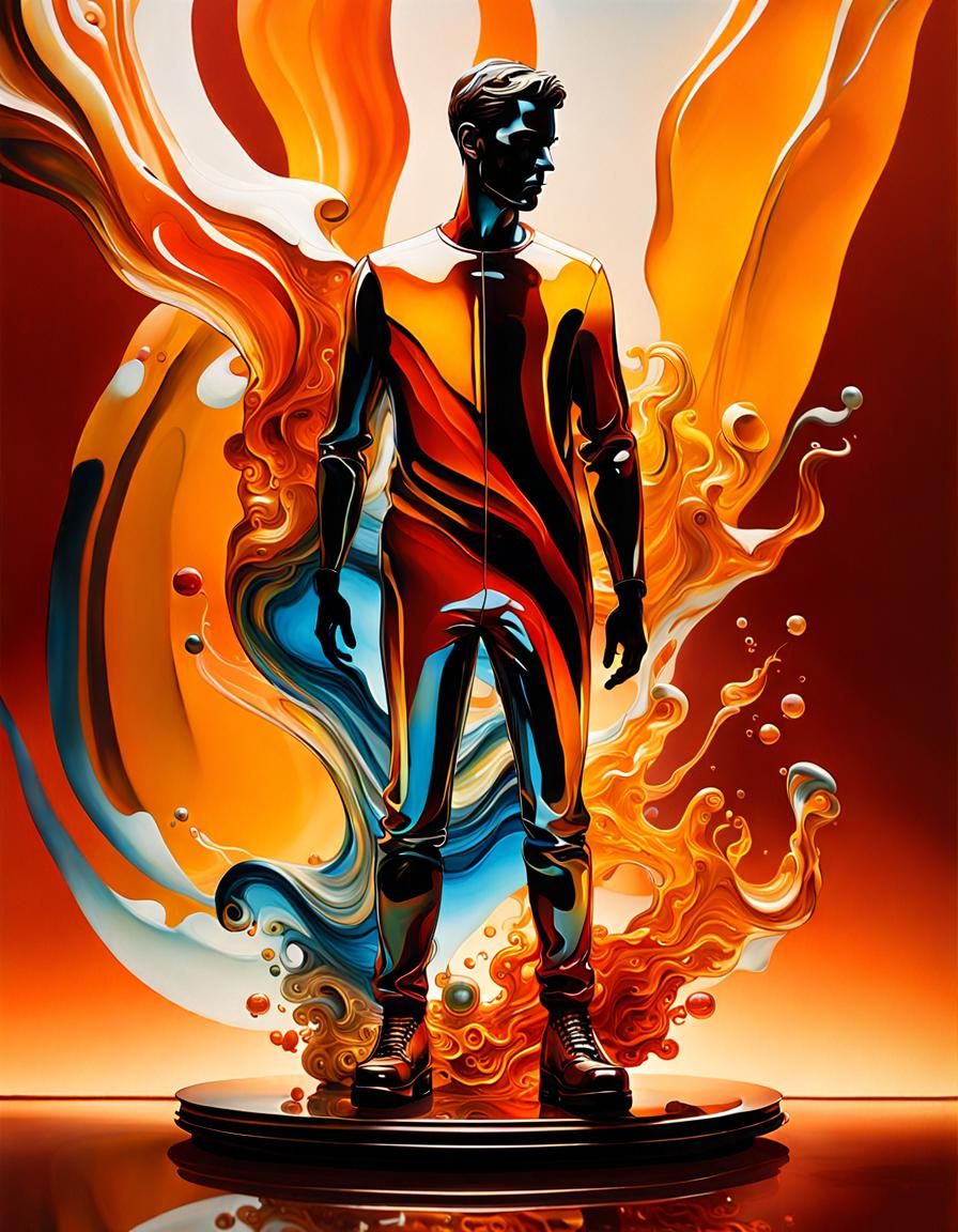 Murano Glass Sculpture of Man in Warm Light