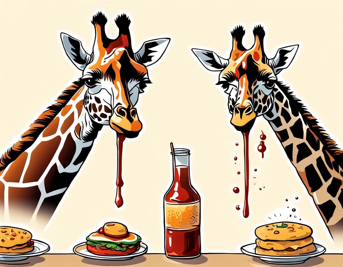 Giraffe in Retro Ink Brush Style