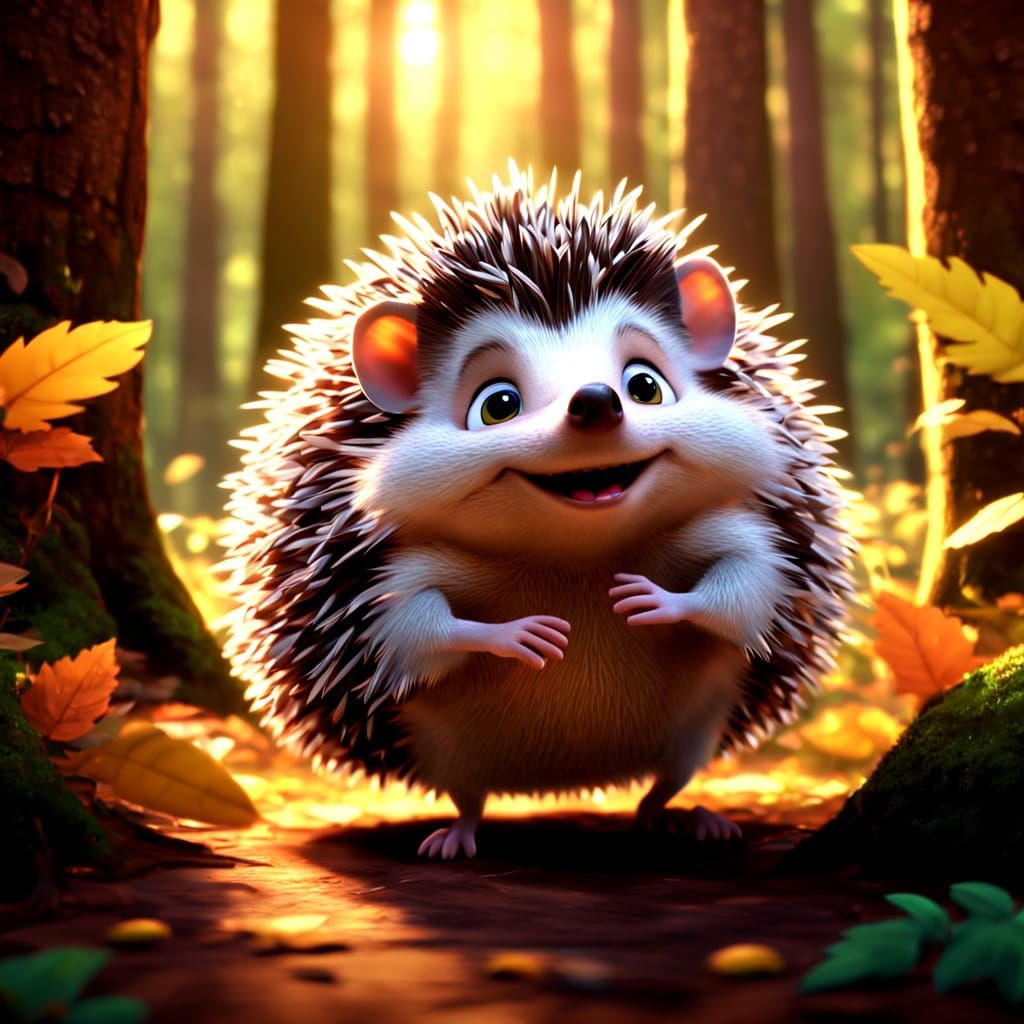 Hedgehog's Joyful Dance: A Disney-style 3D Animation
