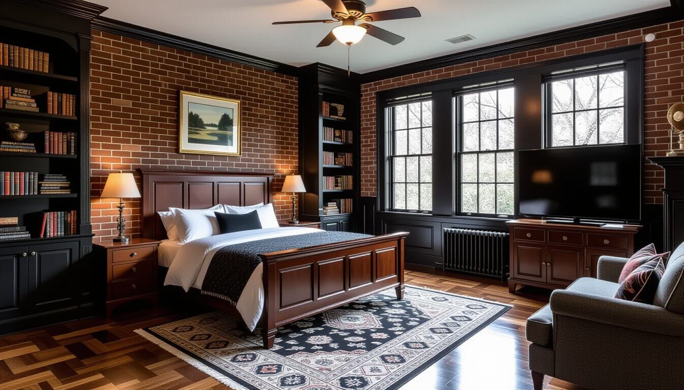 Luxurious Victorian Bedroom in Monochromatic Style