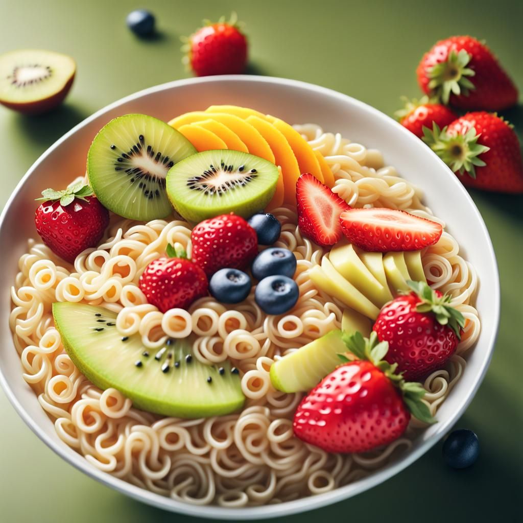 Fruity Ramen: Isometric View of Delicious Fruit Noodles