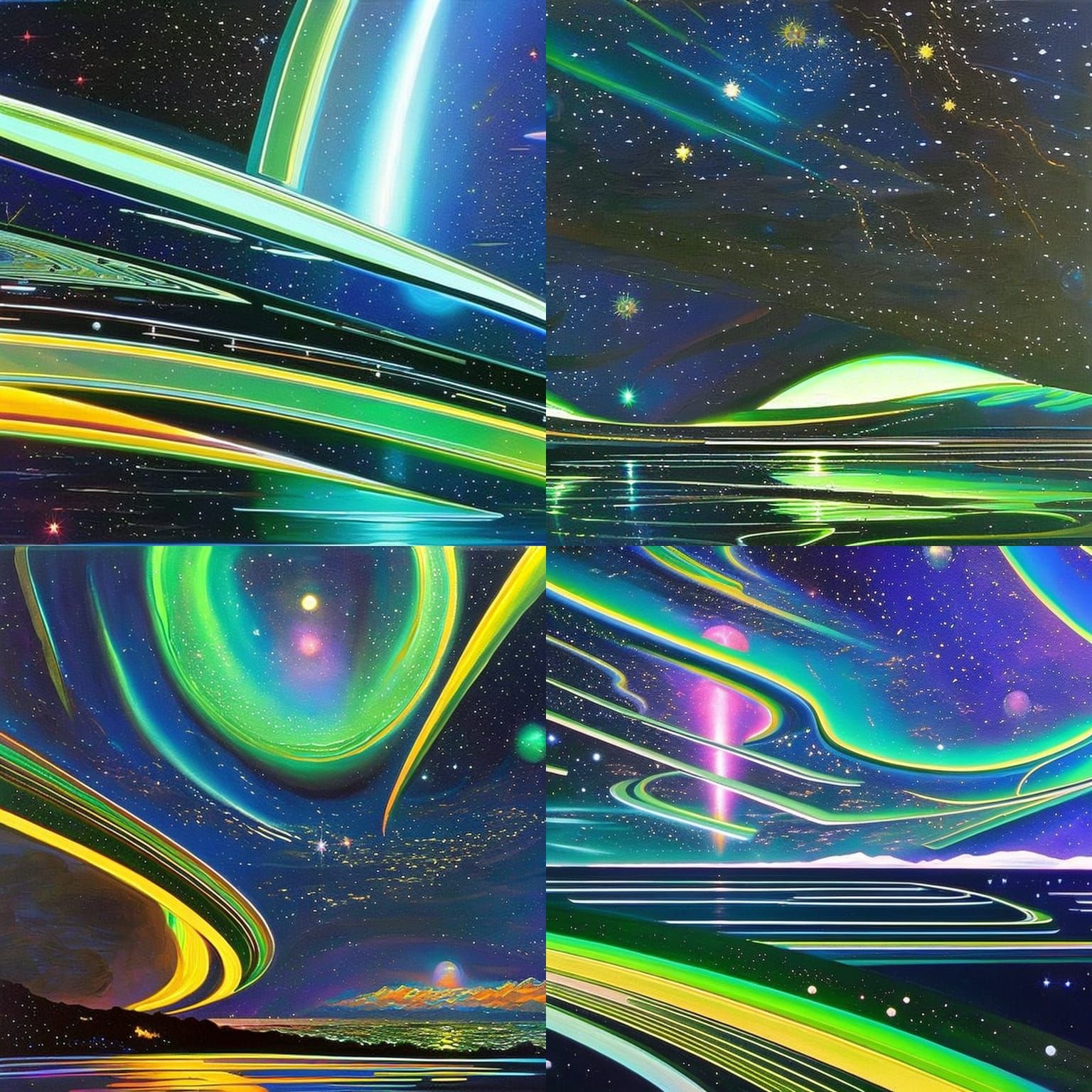 Futuristic Starry Night in Sci-Fi Style