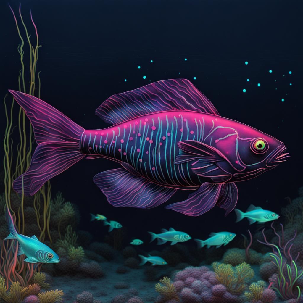 Bioluminescent Fish in the Midnight Zone