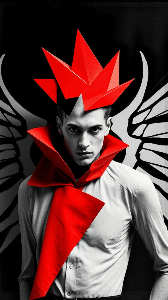 Geometric Winged Model in Dada Photogram Style