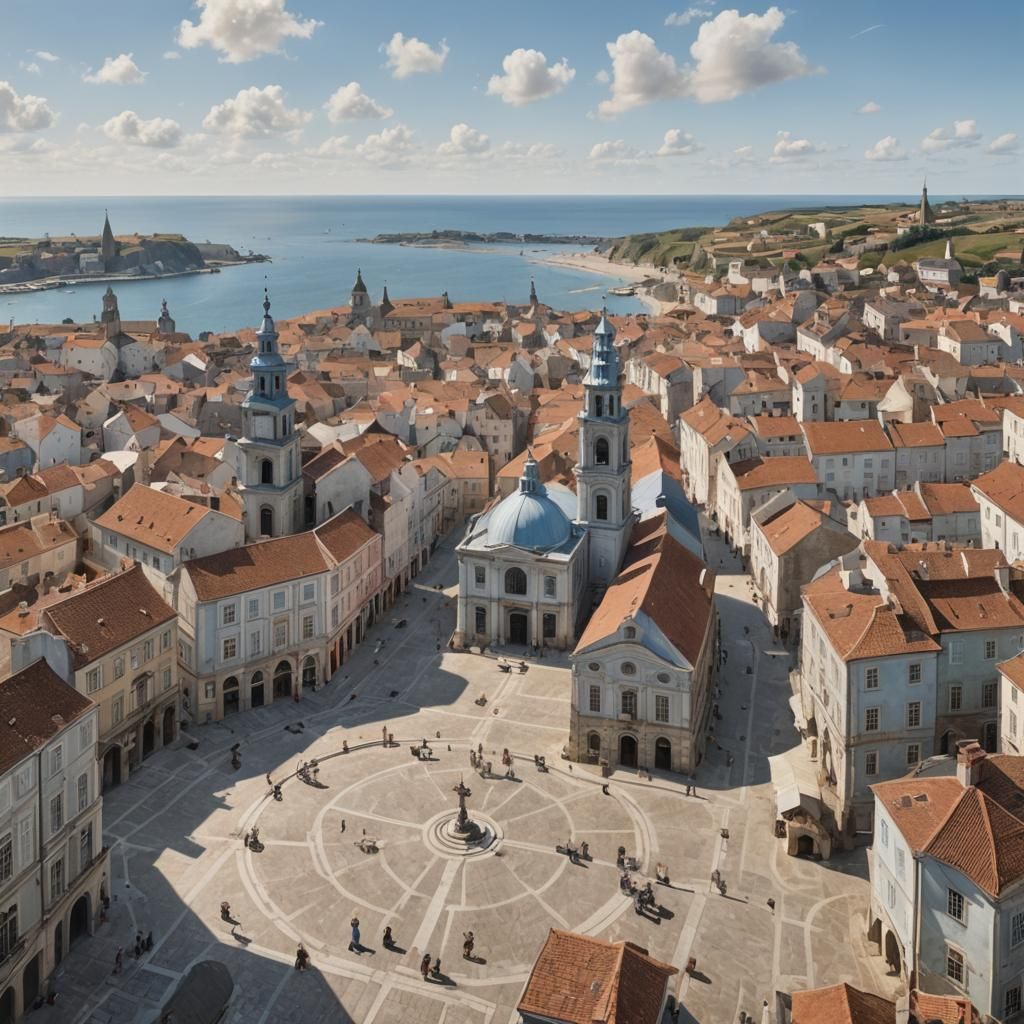 Picturesque 18th Century Townscape From Above