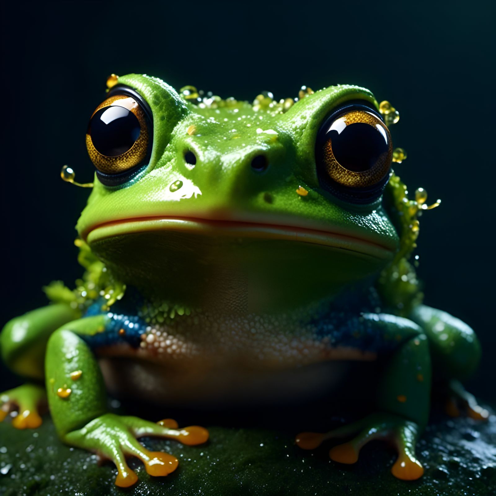 Adorable Green Frog Muppet Portrait