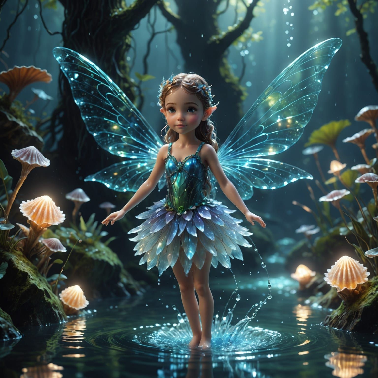 Enchanted Water Nymph in Iridescent Hues