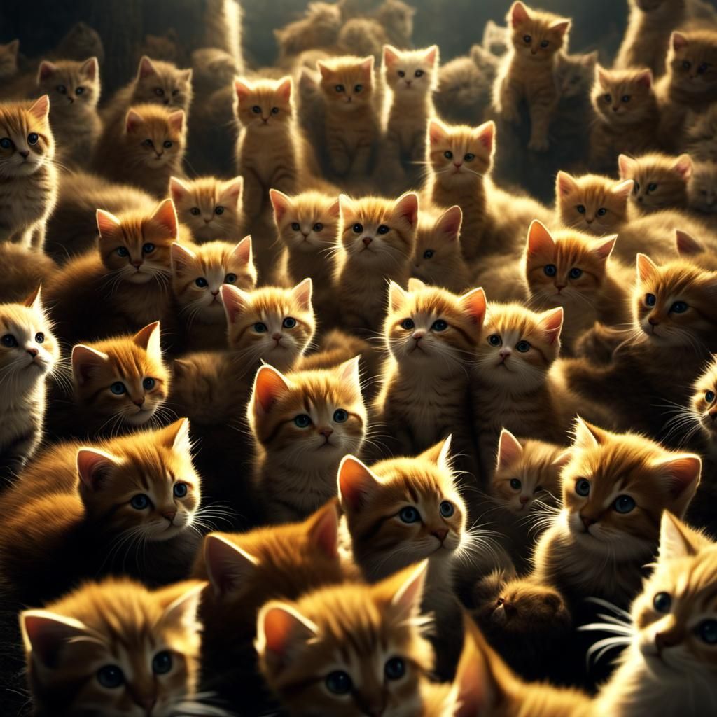 Fantasy Kittens Swarm in Hyperdetailed 8K Resolution