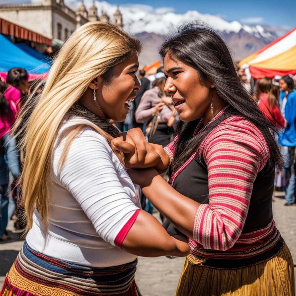 Peruvian Women Hair-Pulling Fight at Traveling Fair