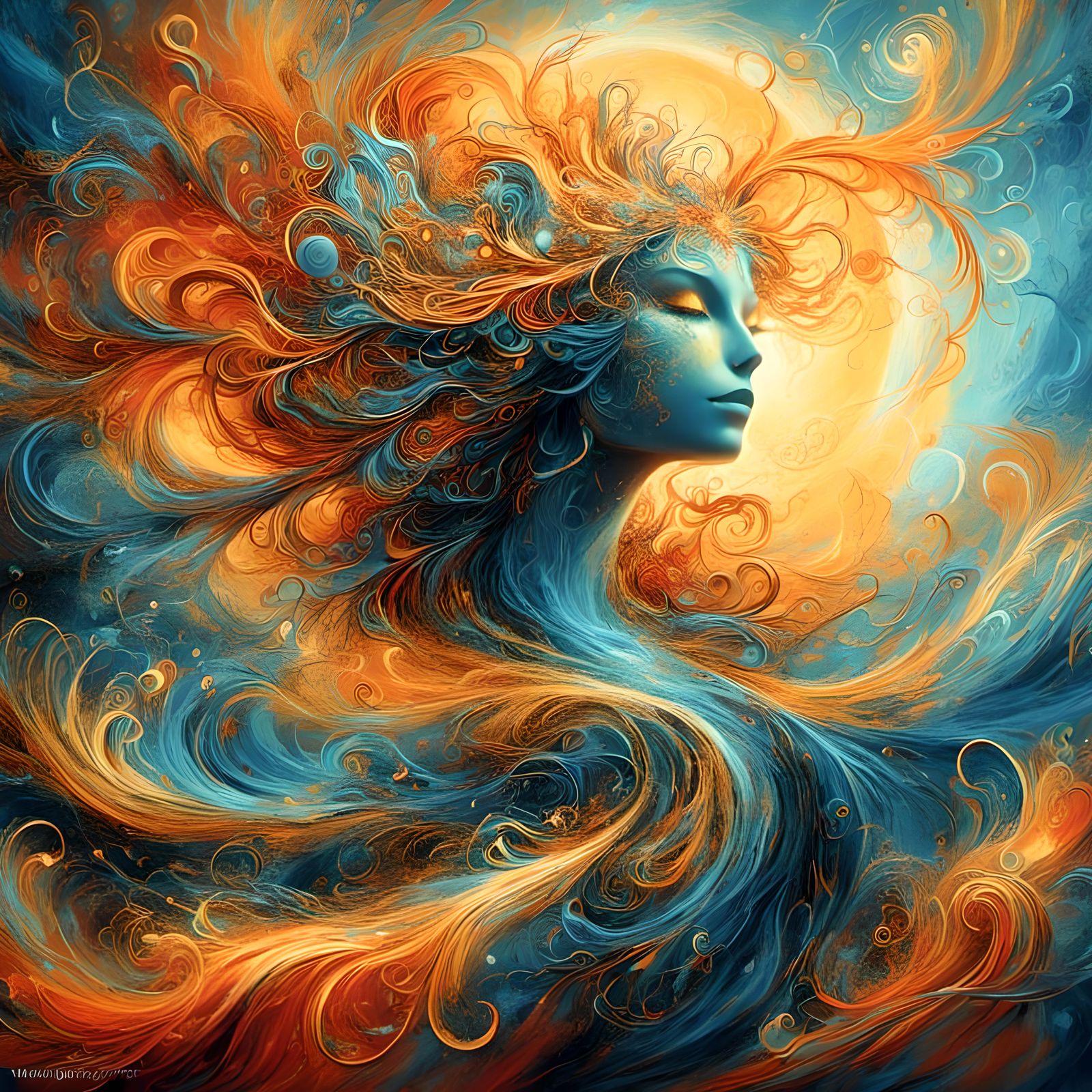 Radiant Sun in Abstract Sky: Candy Art Painting