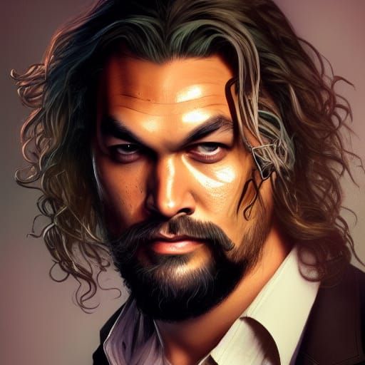 Intricate Portrait of Man with Long Hair