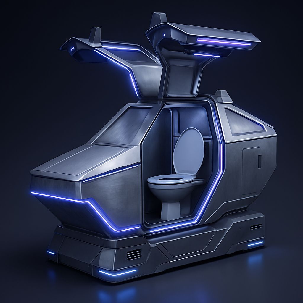 DeLorean Portable Toilet: Retro-Futuristic Concept Art