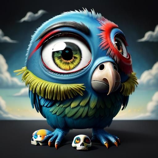 Surreal Chibi Eyeball Creature in 3D