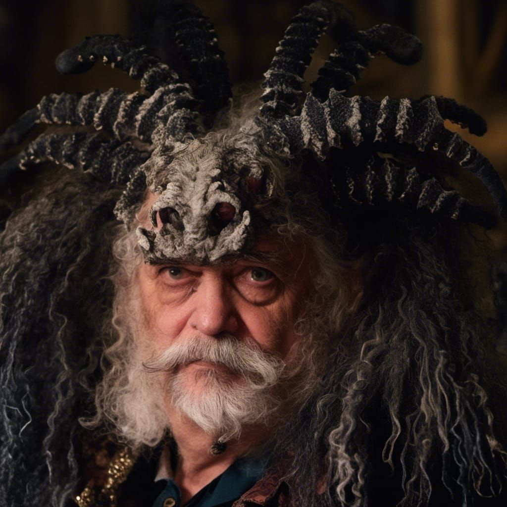 Surreal Taxidermied Satyr Portrait in Bizarre Style