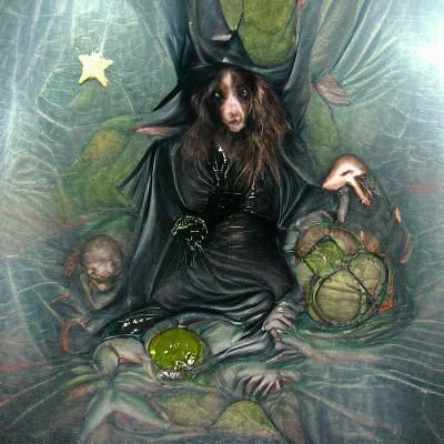 Little Witch Tarot Card in Brian Froud Style
